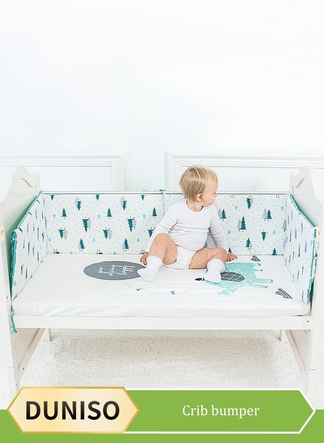 DUNISO Baby crib protection pad, all cotton rectangular cartoon pattern children's mattress, soft and breathable, anti collision, suitable for both men and women, 130 * 30 * 2.5cm - Image 1