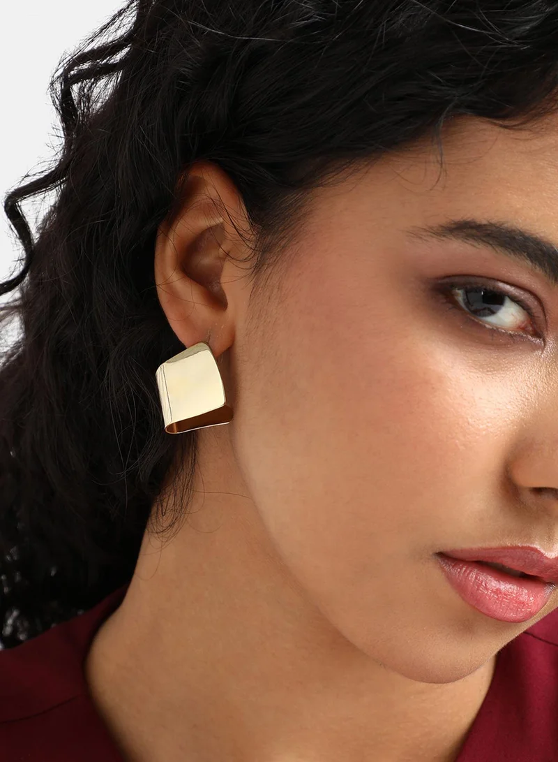 SOHI Folded Square Artificial Stud Earring Jewellery