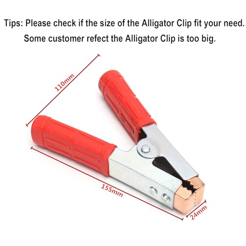 exgoofit Insulated Alligator Clips Durable Heavy Duty Black & Red Boot Metal Spring Loaded Truck Car Battery Electric Test Clips Lead Probe Alligator Clamps (600A 2-PACK) - Image 2