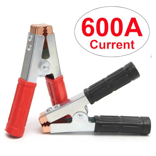 exgoofit Insulated Alligator Clips Durable Heavy Duty Black & Red Boot Metal Spring Loaded Truck Car Battery Electric Test Clips Lead Probe Alligator Clamps (600A 2-PACK) - Image 4