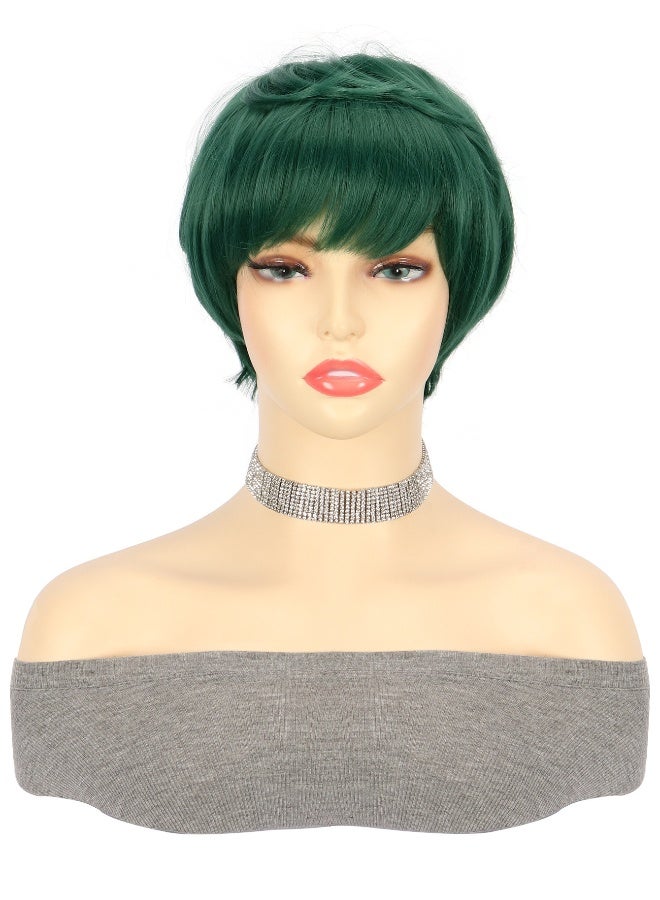 Loquat Women's Mechanism Headpiece - Stylish Green Side Bang Wig - Image 1