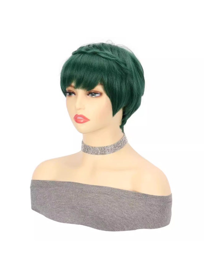 Loquat Women's Mechanism Headpiece - Stylish Green Side Bang Wig - Image 3
