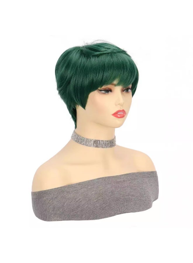 Loquat Women's Mechanism Headpiece - Stylish Green Side Bang Wig - Image 2