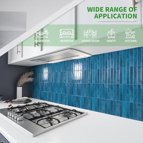 LONGKING 10-Sheet Blue Peel and Stick Backsplash Tiles for Kitchen Wall, Kitchen Backsplash Tiles, Wall Tile, Waterproof Back Splash Stick on Tiles for Bathroom - Image 2