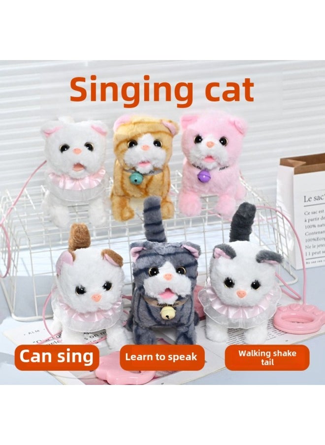Children's Simulation Electric Plush Cat Toy Will Walk Will Call Plush Children's Toy Will Sing Cat Wholesale-Color:Gray Stripes  - Image 2
