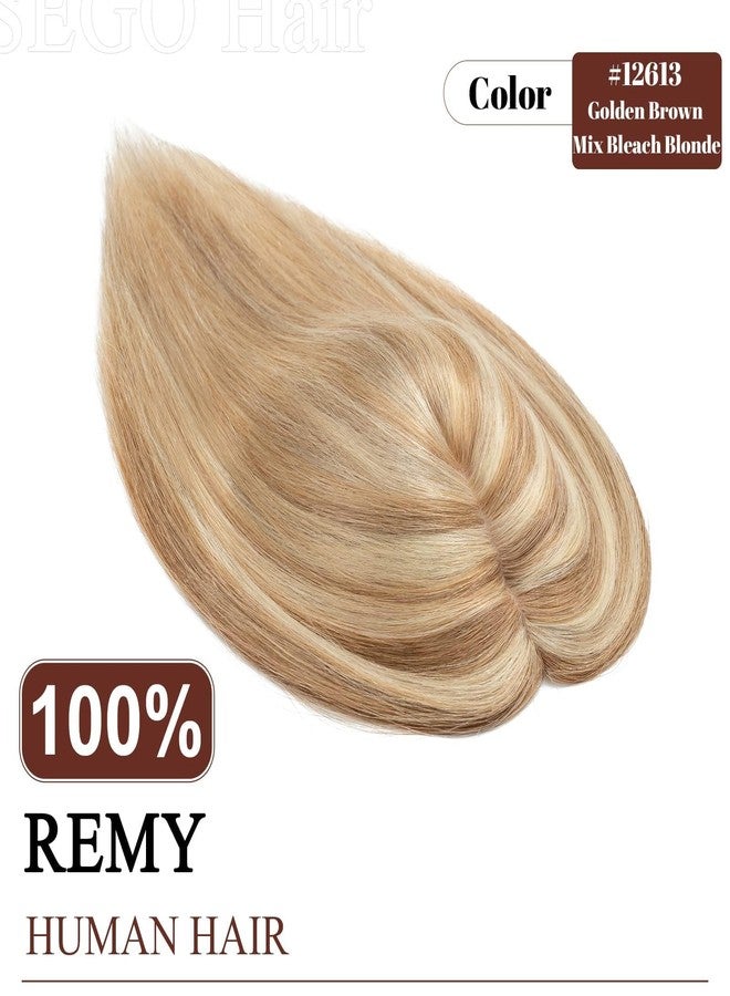 سيجو وصلة شعر بشري حقيقية من SEGO للنساء، وصلات شعر مزودة بأربعة مشابك مضادة للانزلاق مع شعر خفيف بدون غرة (12 بوصة #12P613 بني ذهبي مختلط أشقر مبيض) - Image 3