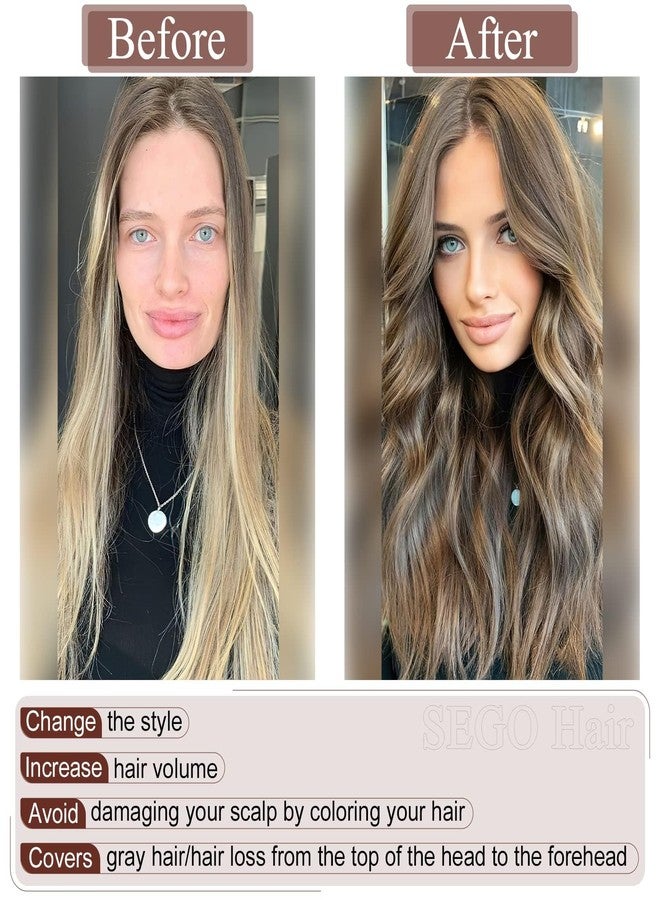 سيجو وصلة شعر بشري حقيقية من SEGO للنساء، وصلات شعر مزودة بأربعة مشابك مضادة للانزلاق مع شعر خفيف بدون غرة (12 بوصة #12P613 بني ذهبي مختلط أشقر مبيض) - Image 4