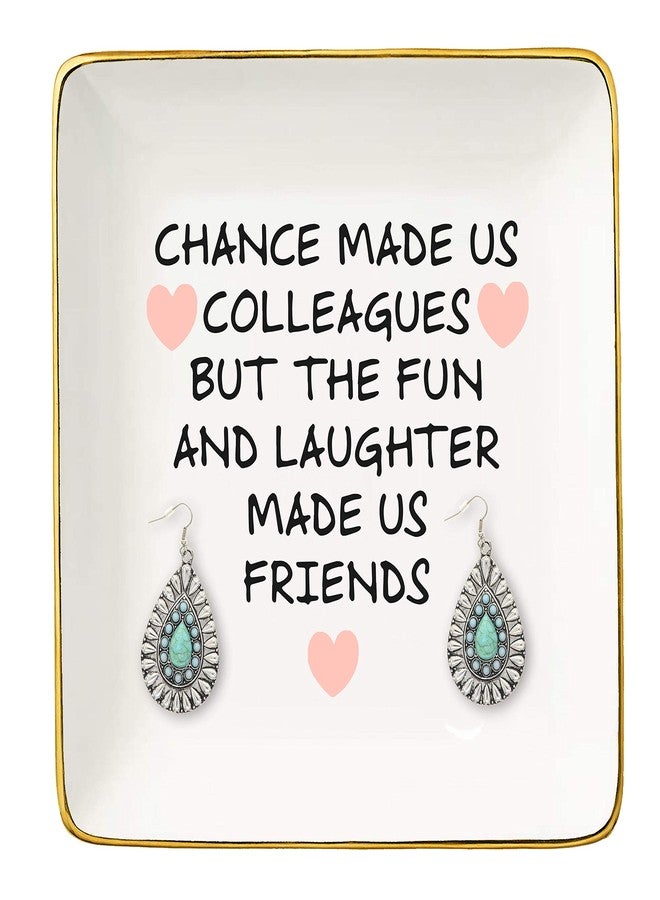 Topthink The Fun And Laughter Made Us Friends - Ceramic Jewelry Holder Ring Dish Trinket Tray - Leaving or Going Away Gifts for Co-worker,Women - Best Co-worker BFF Gift - Perfect For Work Bestie Friends - Image 1