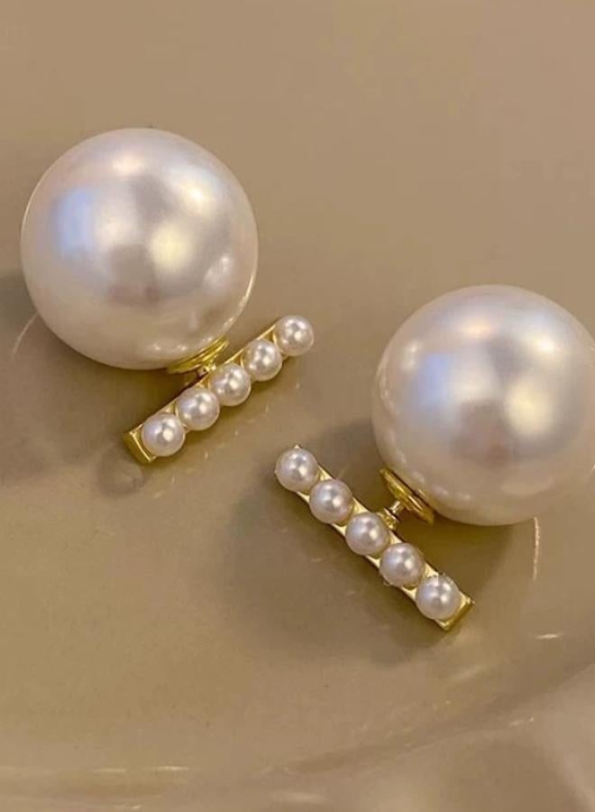 Take Two Double Row Pearl Stud Earrings - Image 2