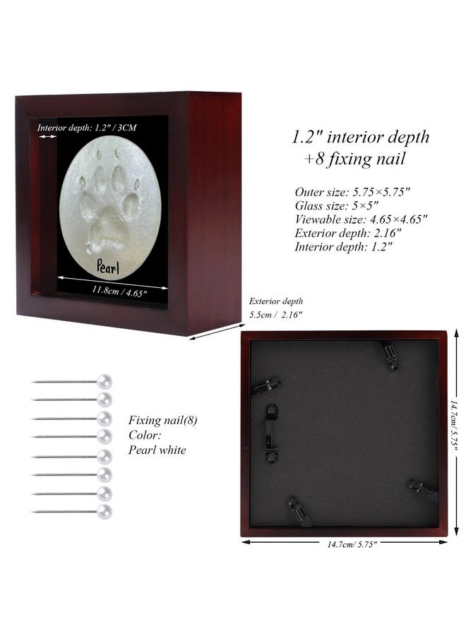 1DOT2 5X5 Small Shadow Box Frame Display Case, Grade A Natural Pine Wood Hd Glass Front Soft Linen Back, 1.2 Inches Interior Depth-Cherry Red  - Image 3