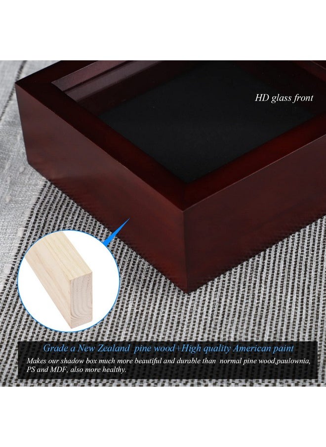 1DOT2 5X5 Small Shadow Box Frame Display Case, Grade A Natural Pine Wood Hd Glass Front Soft Linen Back, 1.2 Inches Interior Depth-Cherry Red  - Image 2