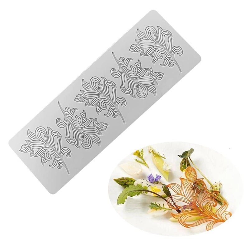 TUKE 3D Hollow Leaf Fondant Lace Mold Multi Leaves Flower Candy Mold Chocolate Sugar Craft Cake Decoration Cupcake Top (A Leaf_11.92 * 4.2 * 0.12inch) - Image 1