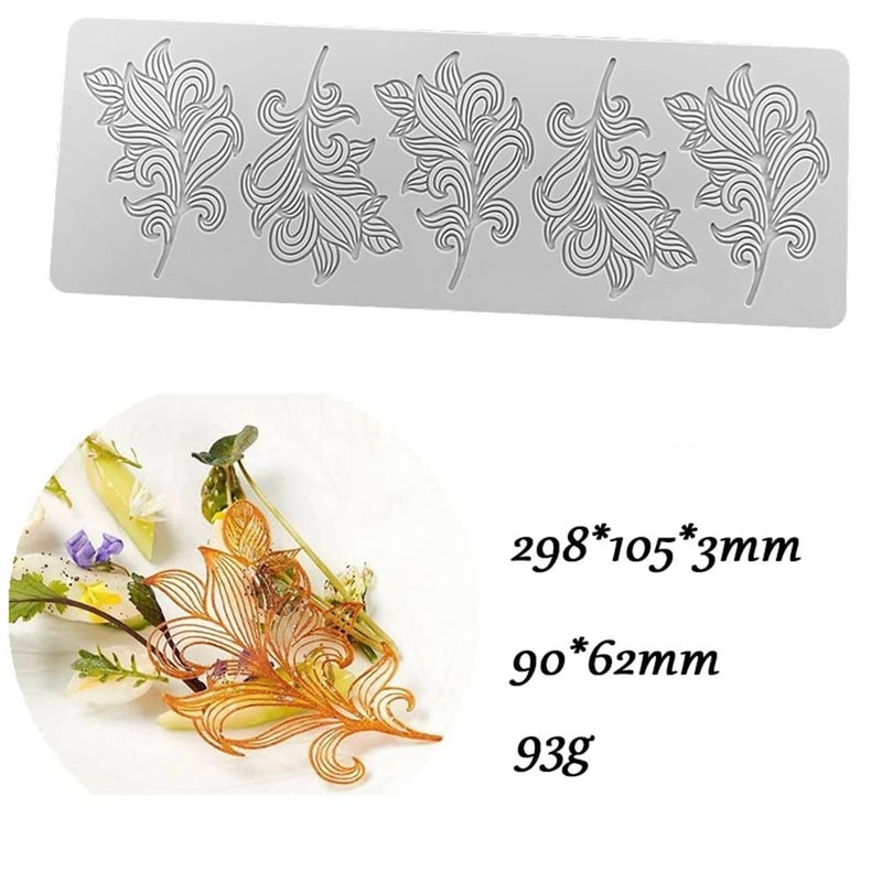 TUKE 3D Hollow Leaf Fondant Lace Mold Multi Leaves Flower Candy Mold Chocolate Sugar Craft Cake Decoration Cupcake Top (A Leaf_11.92 * 4.2 * 0.12inch) - Image 4