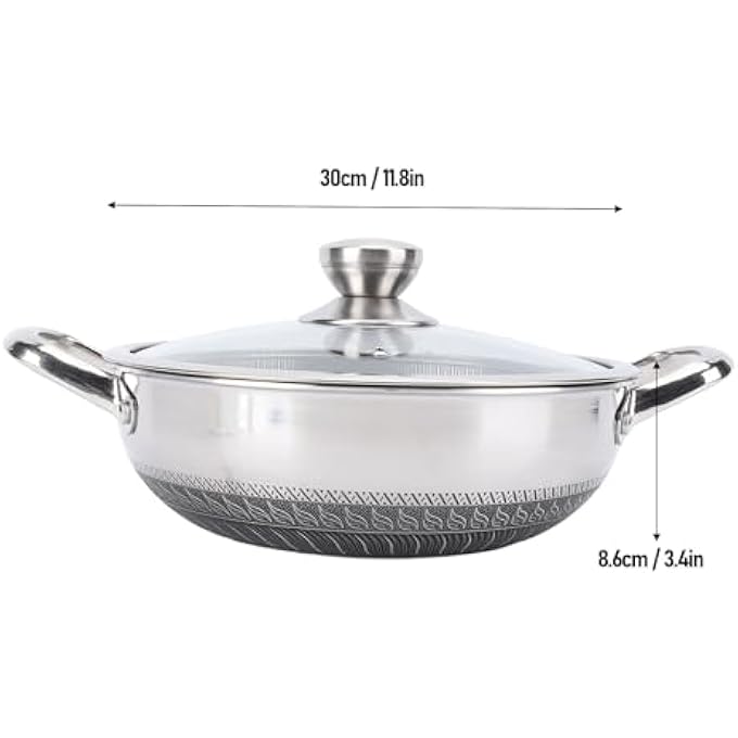Nonstick Frying Pan 316 Stainless Steel Skillet Double Sided Honeycomb Flat Bottom Saute Pan With Lid Compatible Induction Cookers Gas Ranges Dishwasher And Oven 30Cm - Image 3