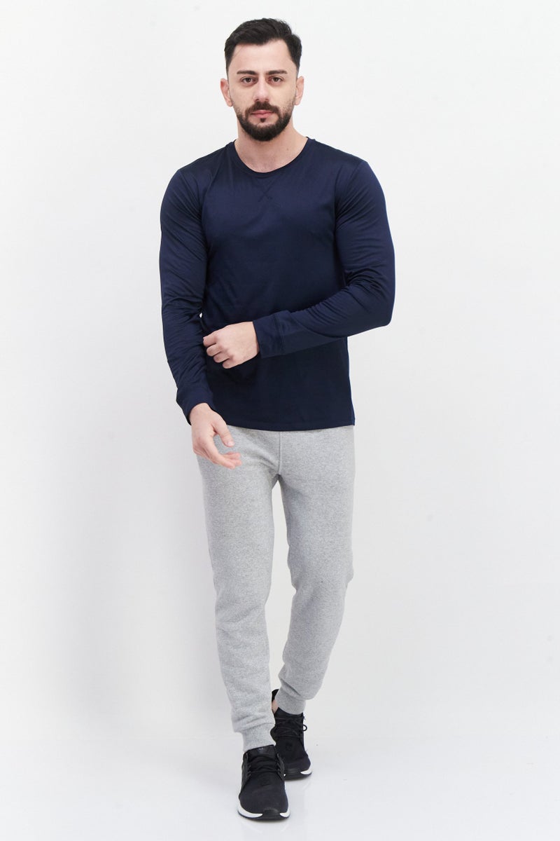 Rainforest Men Crew Neck Performance Base Layer Top, Navy Blue - Image 3