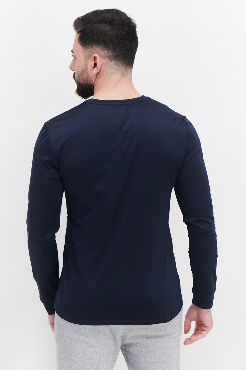 Rainforest Men Crew Neck Performance Base Layer Top, Navy Blue - Image 4