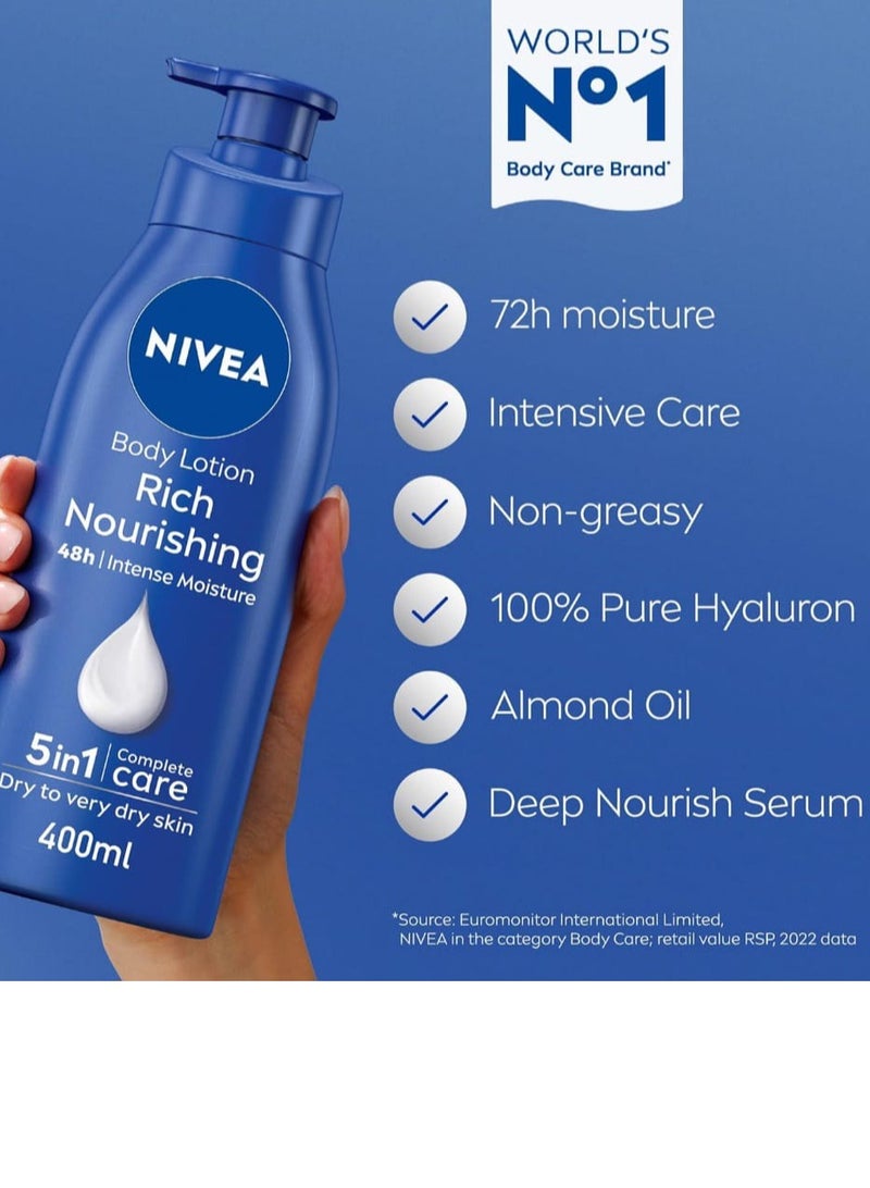 Nivea 48 h Intense Moisture Rich Nourishing Body Lotion For Dry Skin 400ml - Image 2