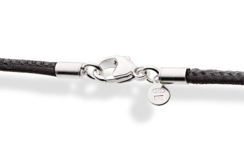 Miabella Genuine 2mm Black or Brown Italian Leather Cord Chain Necklace for Men Women with 925 Sterling Silver Clasp Made in Italy (Black, 22) - Image 3