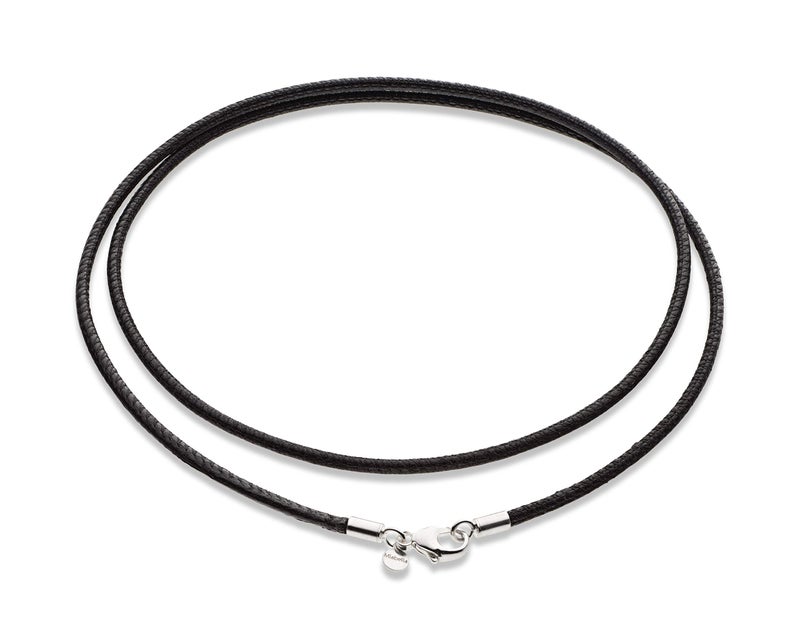 Miabella Genuine 2mm Black or Brown Italian Leather Cord Chain Necklace for Men Women with 925 Sterling Silver Clasp Made in Italy (Black, 22) - Image 1