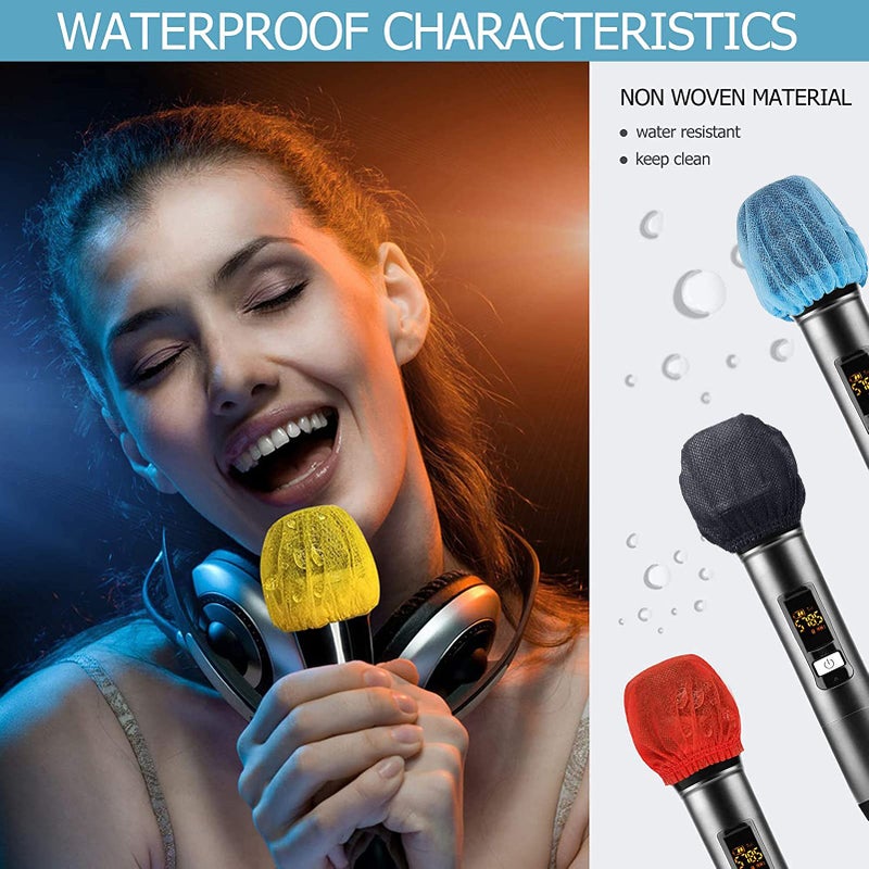 TENGYES 400 PCS (200 Pack) Microphone Hygiene Covers Disposable Non-Woven Handheld Mic Mike Cover Windscreen Protective Cap for KTV Karaoke Recording Room Stage Performance - Image 2