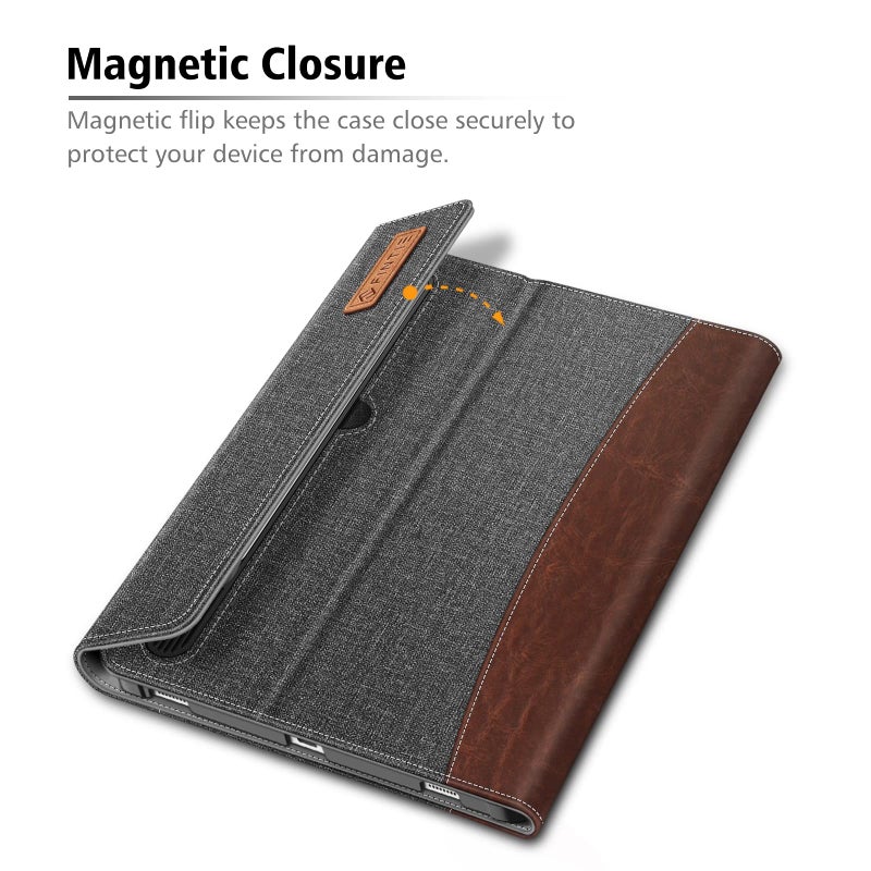 Fintie حافظة فنتي لجهاز سامسونج جالاكسي تاب S8 بلس 2022/S7 FE 2021/S7 بلس 2020 بحجم 12.4 إنش مع حامل قلم S، غلاف محفظة بزاوية متعددة مع جيب، وضع النوم/الاستيقاظ التلقائي، رمادي/بني - Image 5