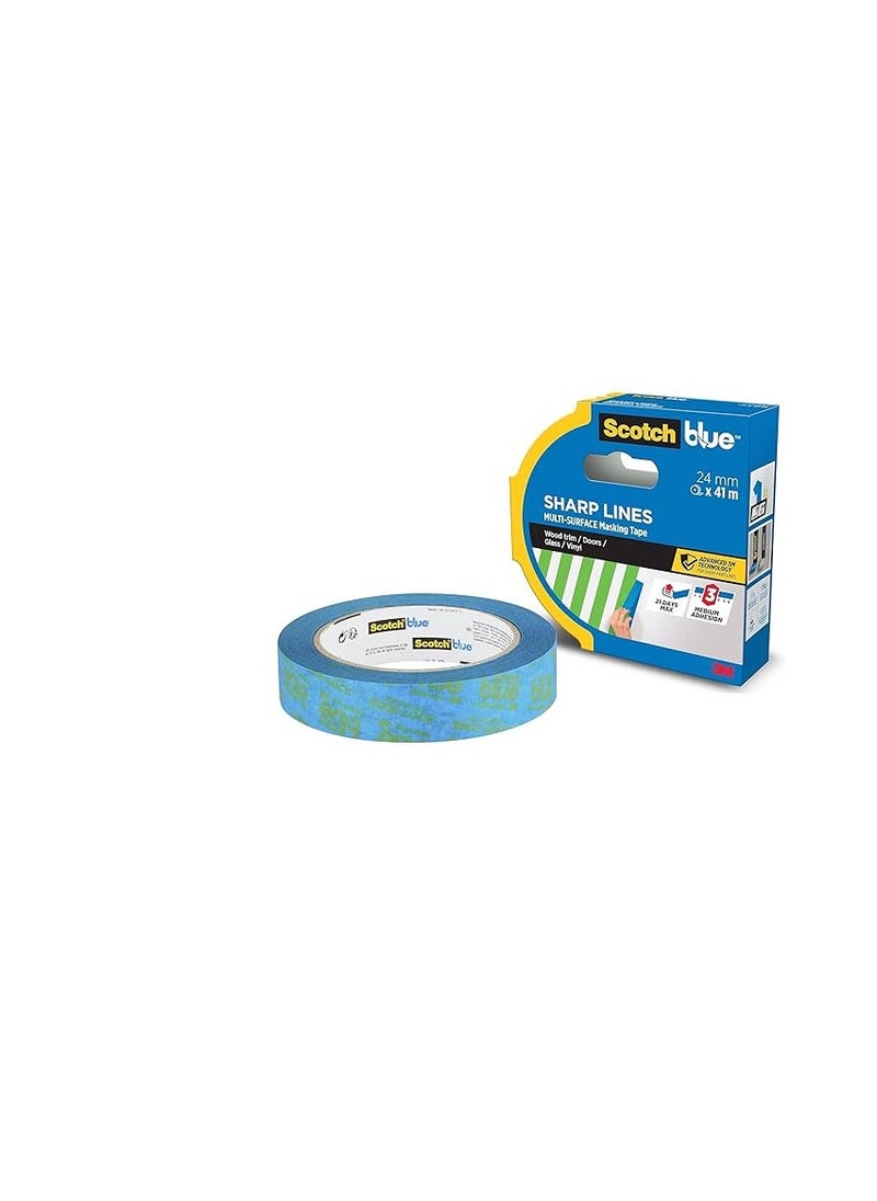 Scotch  ScotchBlue Advanced 2093 UK Sharp Lines Enhanced Masking Tape for Skirting Boards Doors Windows or Vinyl, Blue, 24mm  - Image 1