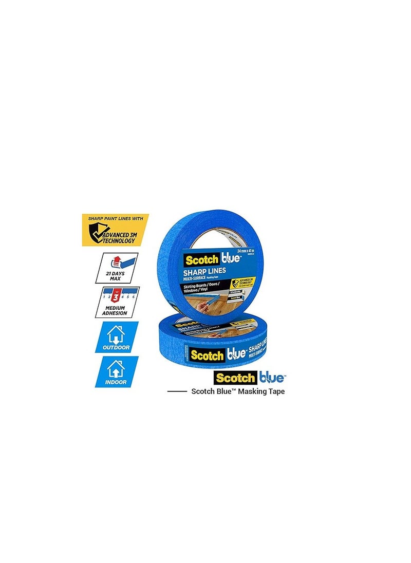 Scotch  ScotchBlue Advanced 2093 UK Sharp Lines Enhanced Masking Tape for Skirting Boards Doors Windows or Vinyl, Blue, 24mm  - Image 3