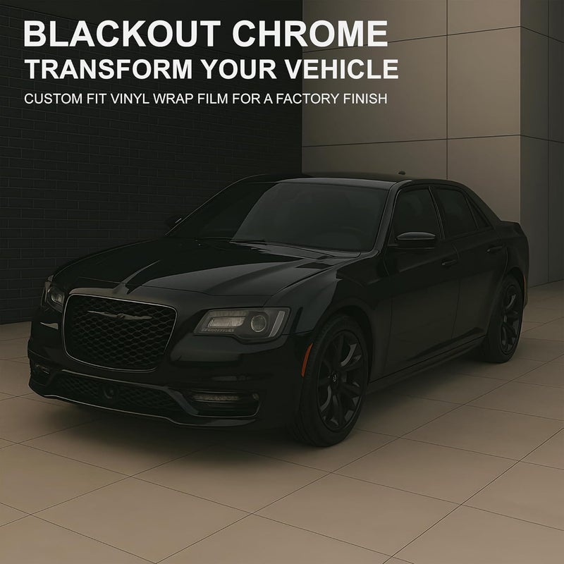 BOGAR TECH DESIGNS Lower Front Bezels Chrome Delete Overlay for Chrysler 300 (2015-2023) - Gloss Black - Image 2