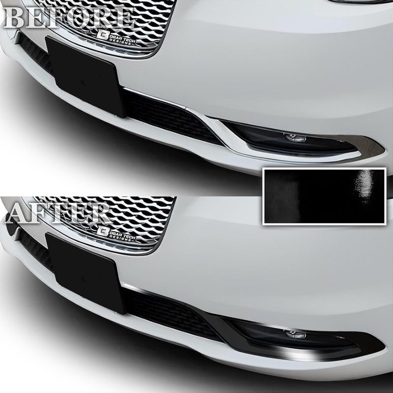 BOGAR TECH DESIGNS Lower Front Bezels Chrome Delete Overlay for Chrysler 300 (2015-2023) - Gloss Black - Image 3