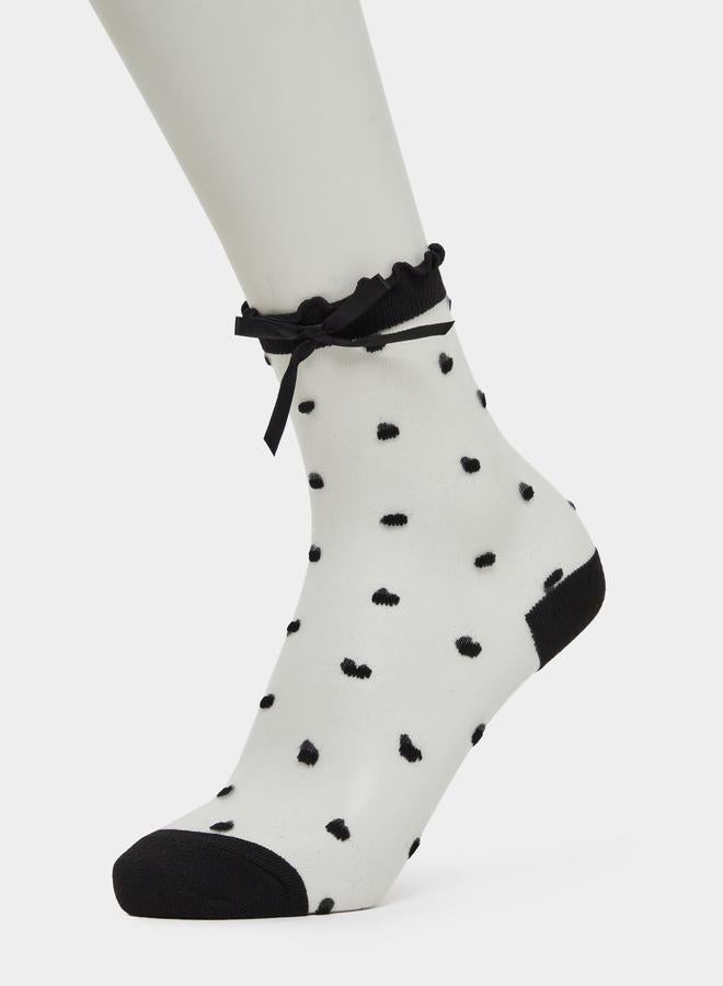 Styli Pack of 2 - Polka Dot Ribbon Ankle Socks - Image 4