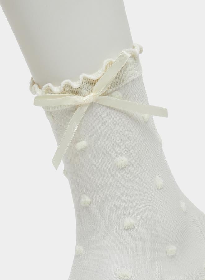 Styli Pack of 2 - Polka Dot Ribbon Ankle Socks - Image 3