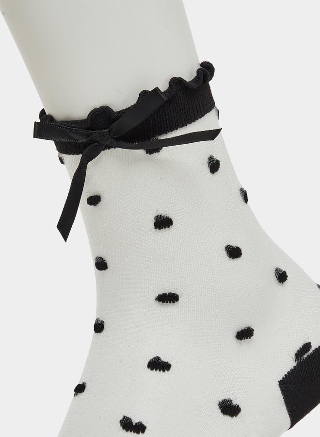 Styli Pack of 2 - Polka Dot Ribbon Ankle Socks - Image 5