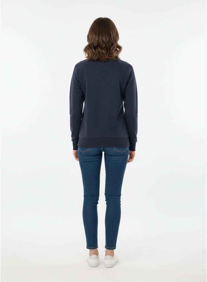 Terranova Women’s Navy Blue Crewneck Sweatshirt – Classic Casual Everyday Wear, Soft Sweatshirt For Women - Image 3