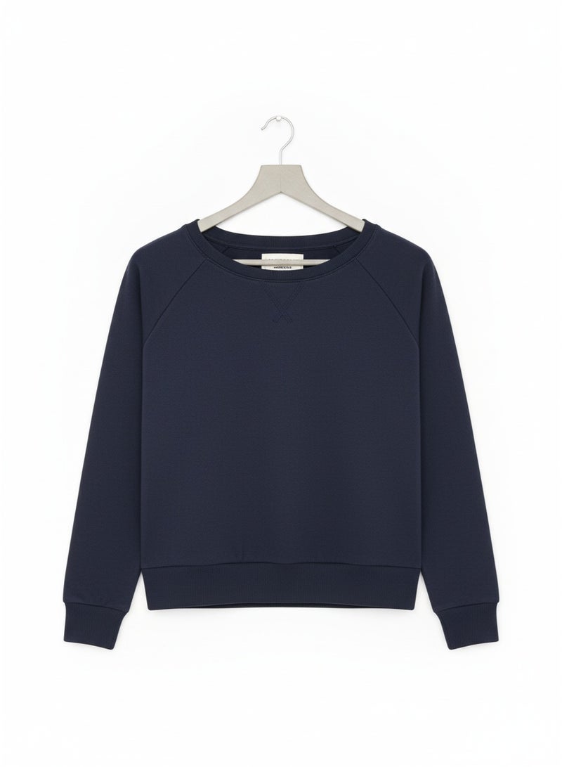 Terranova Women’s Navy Blue Crewneck Sweatshirt – Classic Casual Everyday Wear, Soft Sweatshirt For Women - Image 2