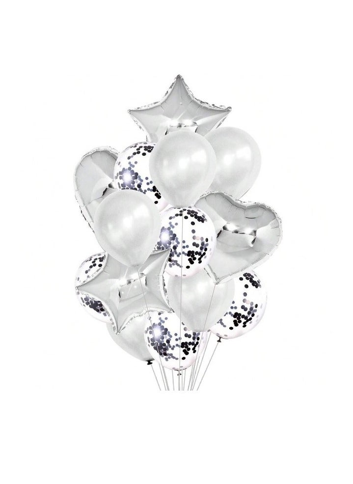 Generic - Silver latex and aluminum balloons for decorating birthday parties, baby showers and special parties, 14 pieces - Image 1