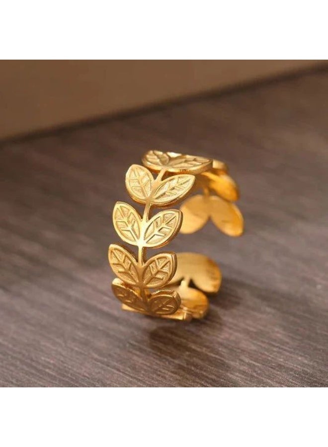 osir Elegant Gold Leaf Ring – Nature-Inspired Luxury Design for Women - Image 2