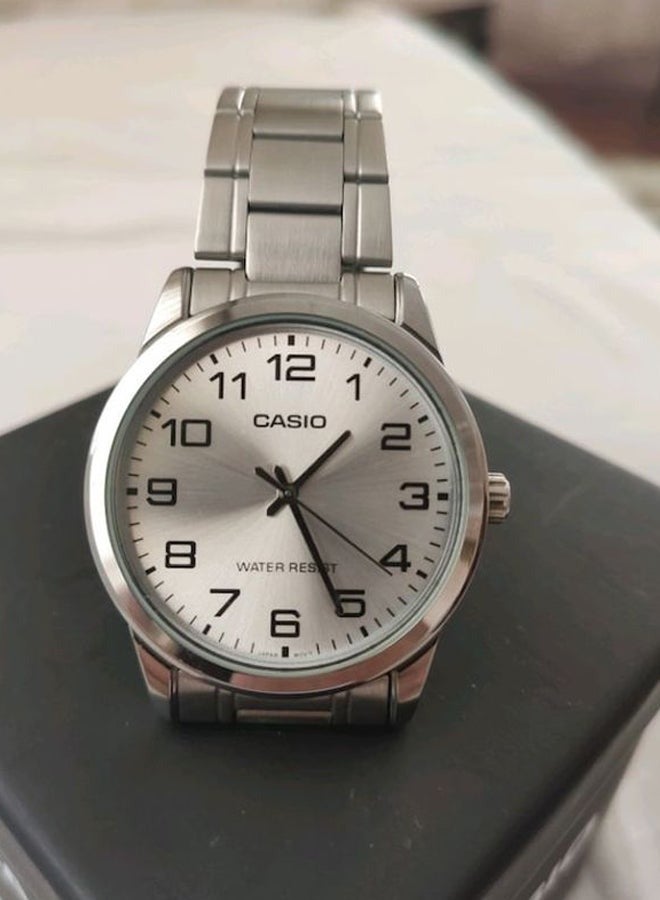 CASIO MTP-V001D-7BUDF Men's Enticer Water Resistant Stainless Steel Analog Watch, 38mm, Silver - Image 3