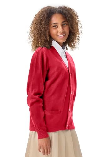 CLASSROOM Big Boys' Uniform Cardigan Sweater, Red, Large - Image 5