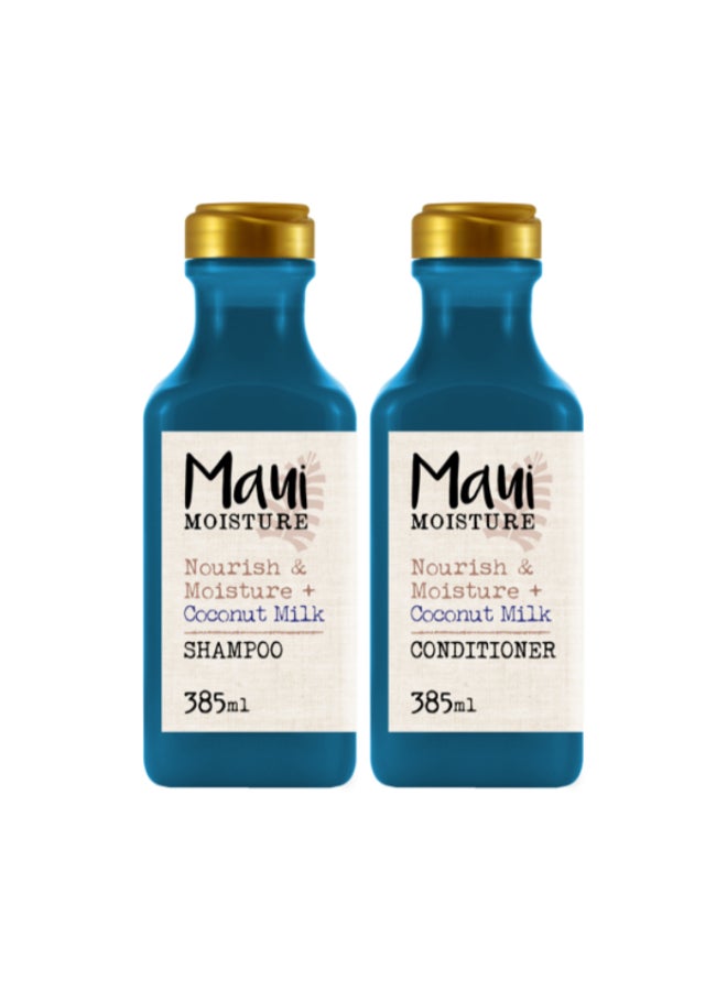 MAUI MOISTURE Nourish & Moisture + Coconut Milk Shampoo and Conditioner Set x 385ml Each - Image 1