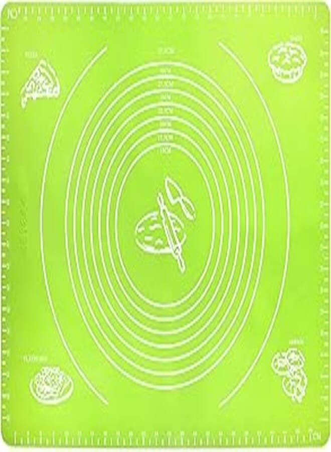BELMALIA Large Silicone Baking Mat Heat Resistant Pizza Dough Fondant Kitchen Mat 50 x 40 cm Green