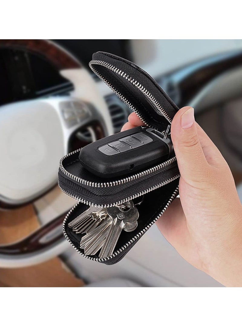 SYOSI Car Key Fob Case, Genuine Leather Smart with Lanyard and Zipper Closure, Protection Cover for Men Women Holder Remote Fob(Coffee) - Image 5