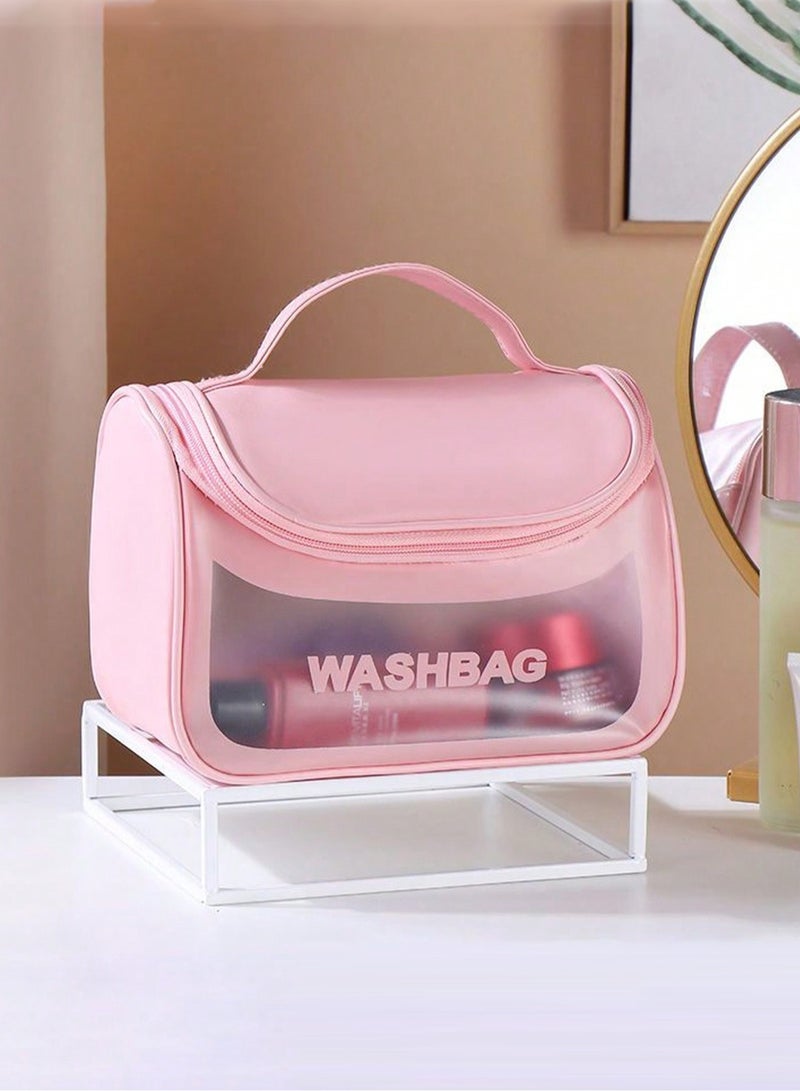 Generic [Pink] Handheld toiletry bag, travel toiletries storage case, with hook waterproof shaving bag, suitable for toiletries accessories, toiletries bathroom, men's and women's shaving and makeup  - Image 4