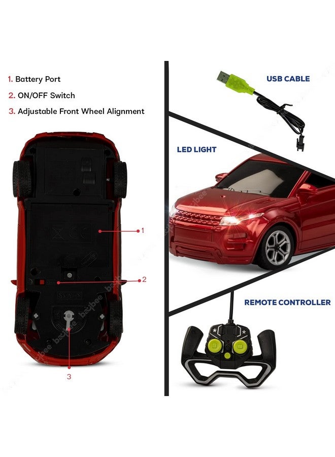 بيبي سيارة بايبي ميتاليك روستر قابلة لإعادة الشحن، بمقياس 1:24، تعمل بالتحكم عن بُعد، للأطفال، سيارات بهلوانية تعمل بالتحكم عن بُعد، مزودة بوظائف كاملة، مع جهاز تحكم عن بُعد بتردد 2.4 جيجاهرتز | سيارات سباق تعمل بالتحكم عن بُعد | ألعاب سيارات تعمل بالتحكم عن بُعد للأطفال من سن 5 سنوات فما فوق (أحمر) - Image 5