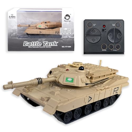 Tsiodot 24GHz Mini RC Tank Toy with LED and Rotating Turret The Ultimate Military Toy for Boys and Girls Yellow - Image 1