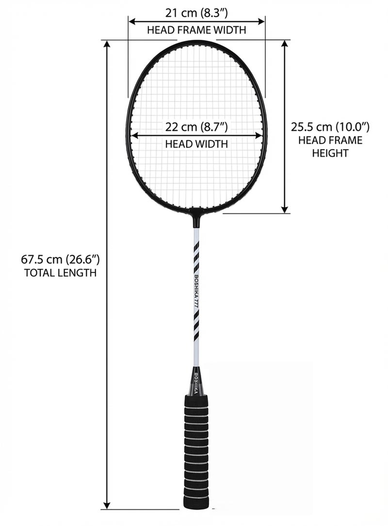 Boshika Badminton Racquets Set for 2 Players Stylish Badminton Rackets with 3 Shuttlecocks and Carrying Bag One Piece Lightweight Racquet for School Sports Clubs and Girls Fitness Purple Blue - Image 2