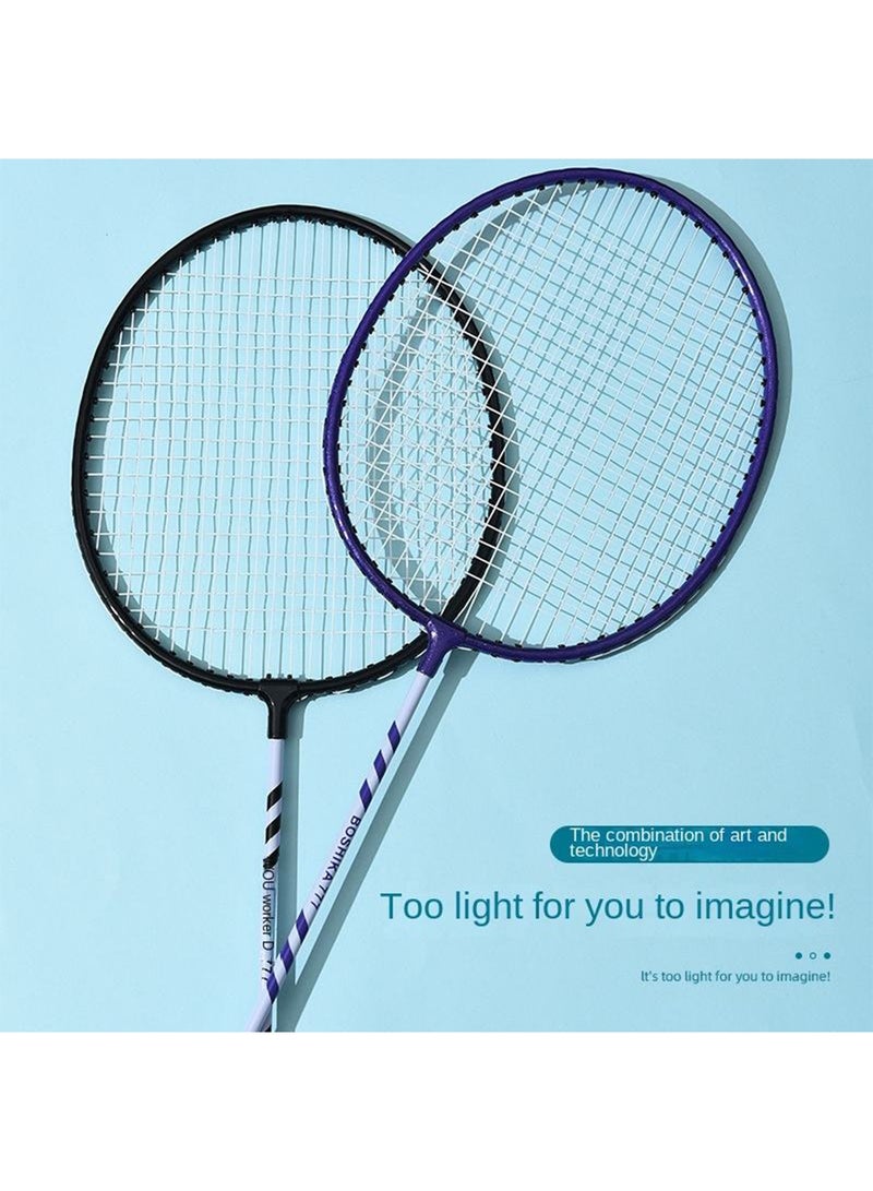 Boshika Badminton Racquets Set for 2 Players Stylish Badminton Rackets with 3 Shuttlecocks and Carrying Bag One Piece Lightweight Racquet for School Sports Clubs and Girls Fitness Purple Blue - Image 5