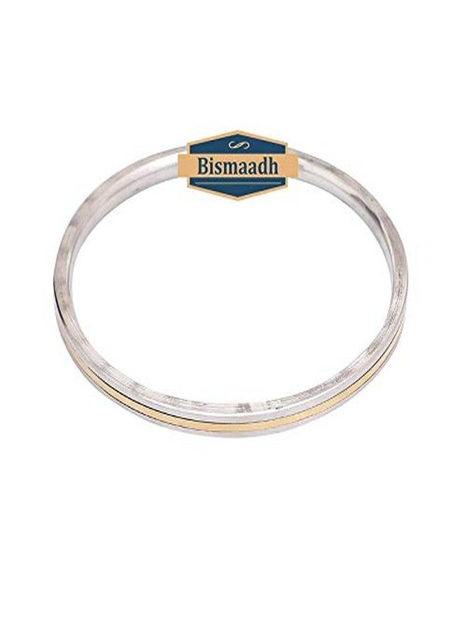 BISMAADH Stainless Steel Flat Kada/Bracelet with Brass Line for Men & Women 5mm Thickness, 7.3cm - Image 2