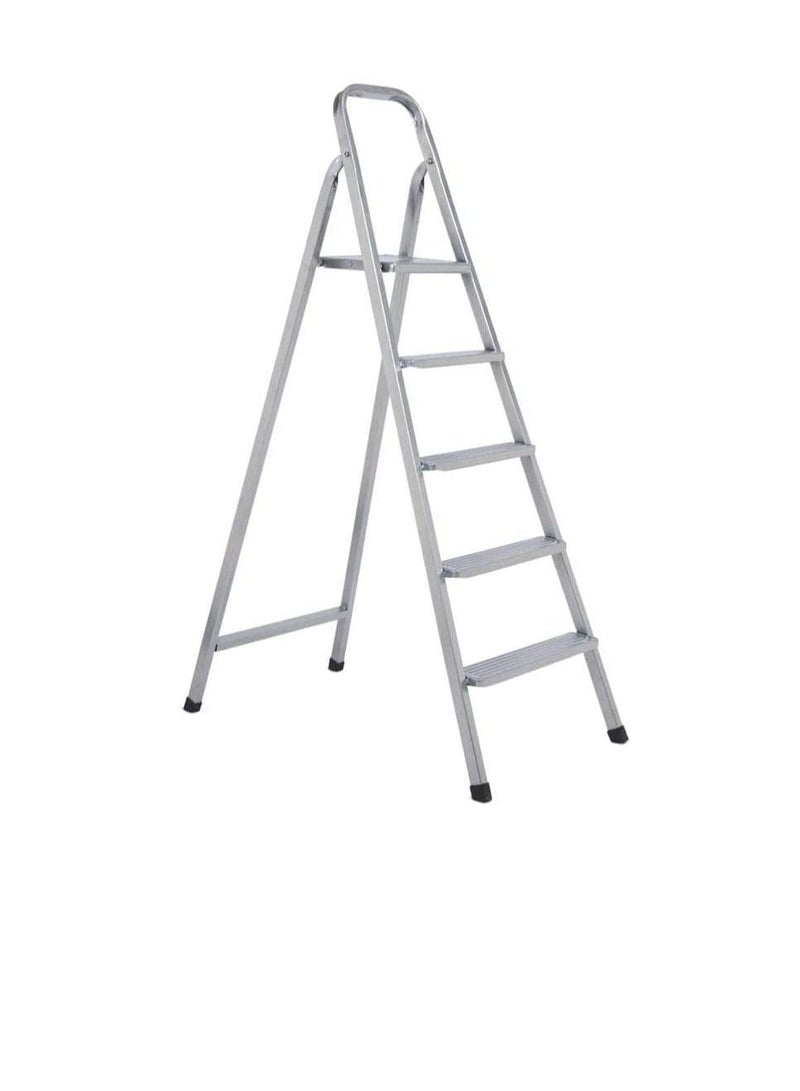 ROBUSTLINE Robustline Heavy Duty Steel Ladder, Ultra Stable Folding Ladder. (5 Step, Silver)  - Image 1