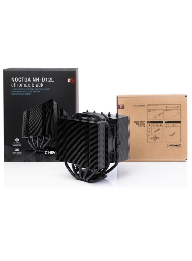 NOCTUA NH-D12L chromax.black, low-profile dual-tower CPU cooler (120 mm, black) - Image 4