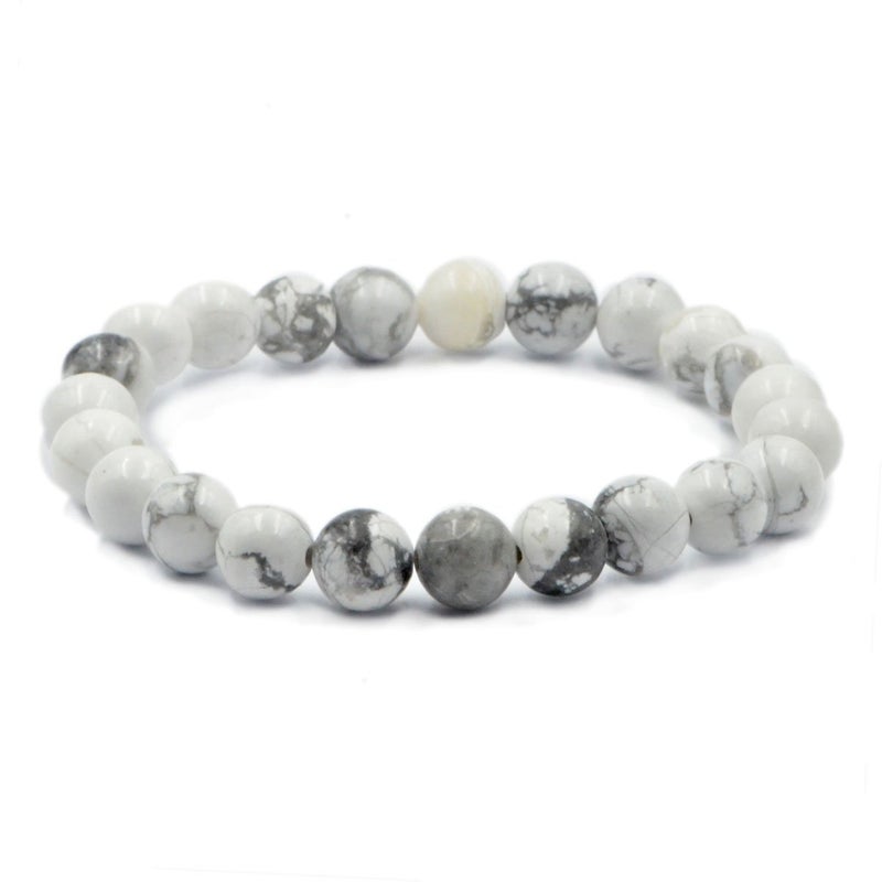 AD Beads Natural Gemstone Round Beads Stretch Bracelet Healing Reiki 8mm White Turquoise - Image 2